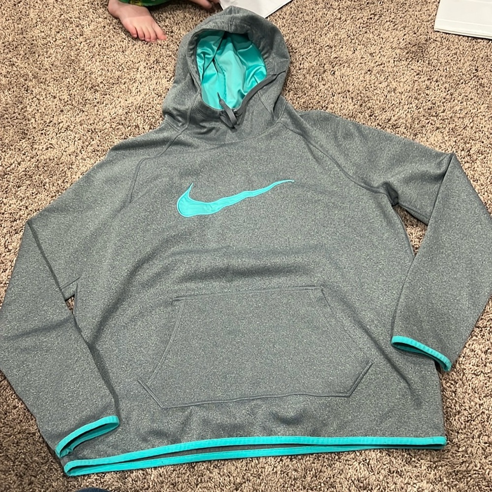 Nike Gray and Teal Hoodie